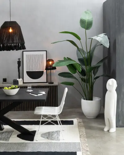 Tapis Tokyo poly blanc/noir J-line Jolipa Tapis blanc et noir tapis salle à manger tapis de salon