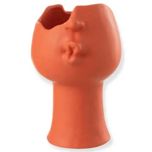 Vase et cache pot vase Enya porcelaine terracotta J-line Jolipa vase visage terracotta vase contemporain céramique