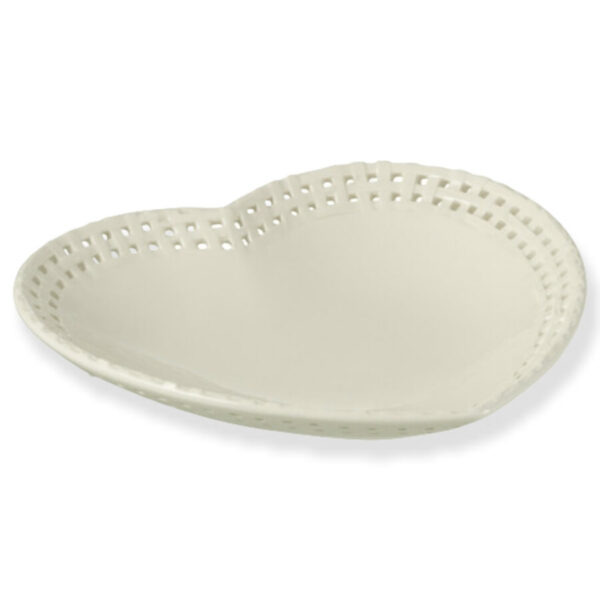 assiette forme coeur en céramique blanc J-line Jolipa assiette saint Valentin