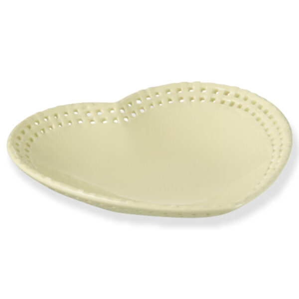 assiette forme coeur en céramique jaune J-line Jolipa assiette saint Valentin