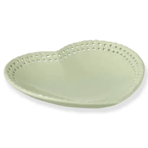 assiette forme coeur en céramique vert J-line Jolipa assiette saint Valentin
