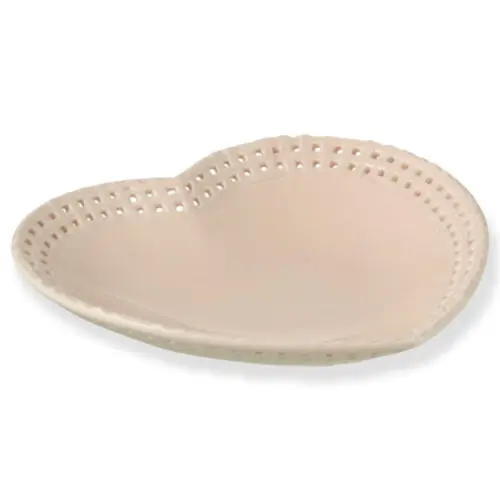 assiette forme coeur en céramique rose J-line Jolipa assiette saint Valentin