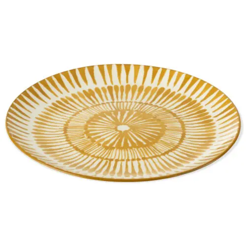 assiette porcelaine ocre et blanc J-line assiette ocre assiette ronde porcelaine