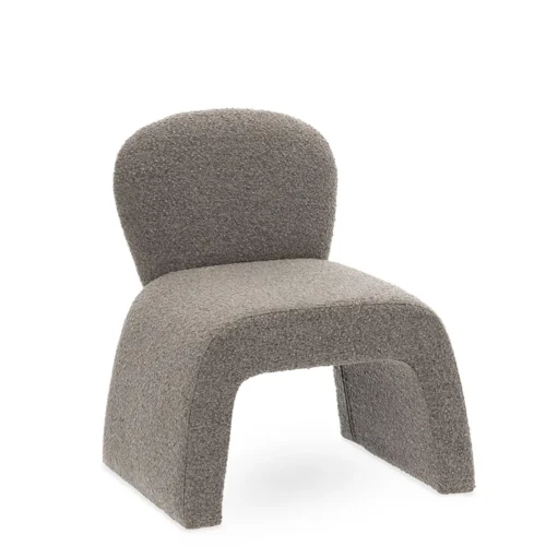 Fauteuil Bert gris Athezza tissu bouclé