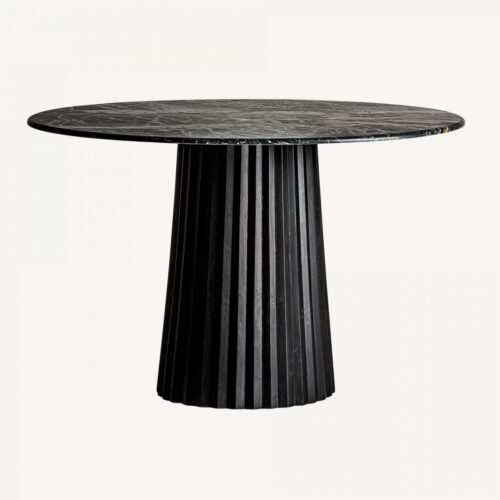 table Plissé wood noir Vical en bois de manguier D120