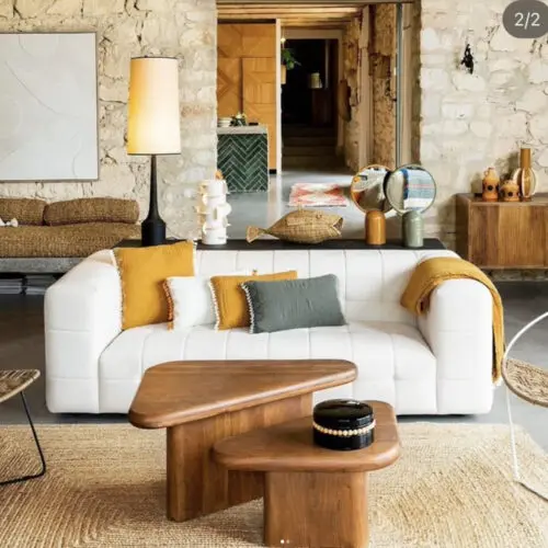 canapé tissu bouclé écru Corby Athezza 3 places canapé écru canapé 3 places tissu bouclé canapé Athezza