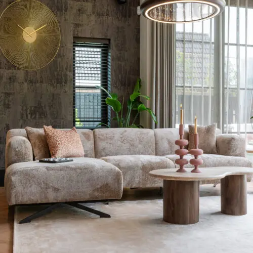 Canapé d'angle canapé en velours Donovan Richmond canapé en velours marron