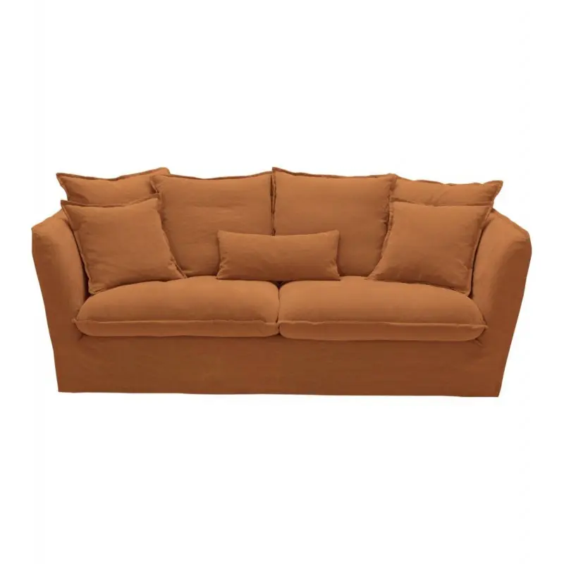 Canapé Paros terre cuite Athezza en coton 3 places - déhoussable Canapé Paros terre cuite Athezza en coton 3 places - déhoussable