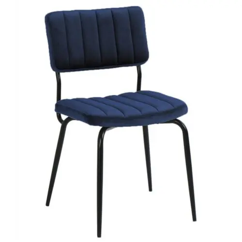 chaise Paddy bleu nuit Athezza velours lot de 2