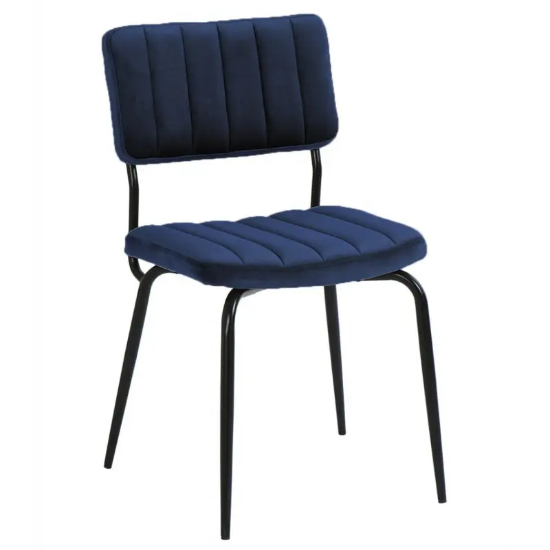 chaise Paddy bleu nuit Athezza velours lot de 2