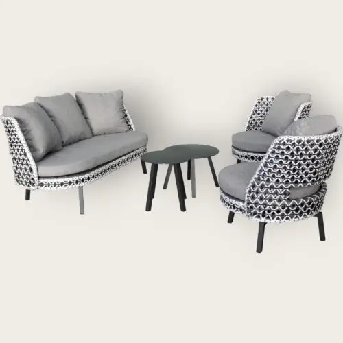 Salon bas de jardin AGADIR 4 places en résine tressée - GRIS