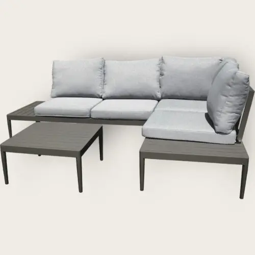 Salon d'angle de jardin ANKARA 4 places en aluminium - NOIR