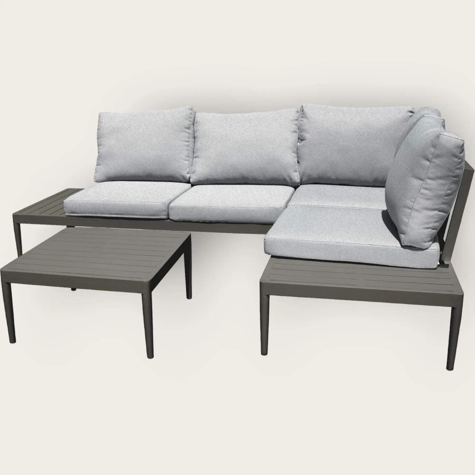 Salon d'angle de jardin ANKARA 4 places en aluminium - NOIR