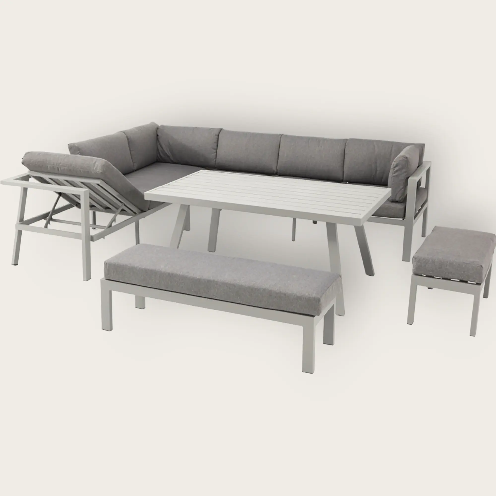 Ensemble repas de jardin ANTALYA 9 places en aluminium - GRIS