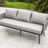 Salon bas de jardin ANTIBES 5 places en aluminium et lanières de tissu tressées - GRIS – Image 4