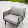 Salon bas de jardin ANTIBES 5 places en aluminium et lanières de tissu tressées - GRIS – Image 5