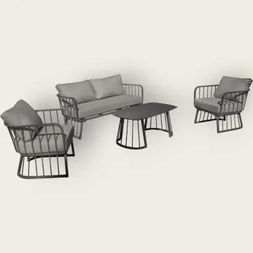 Salon bas de jardin APOLLINE 4 places en aluminium - GRIS ANTHRACITE