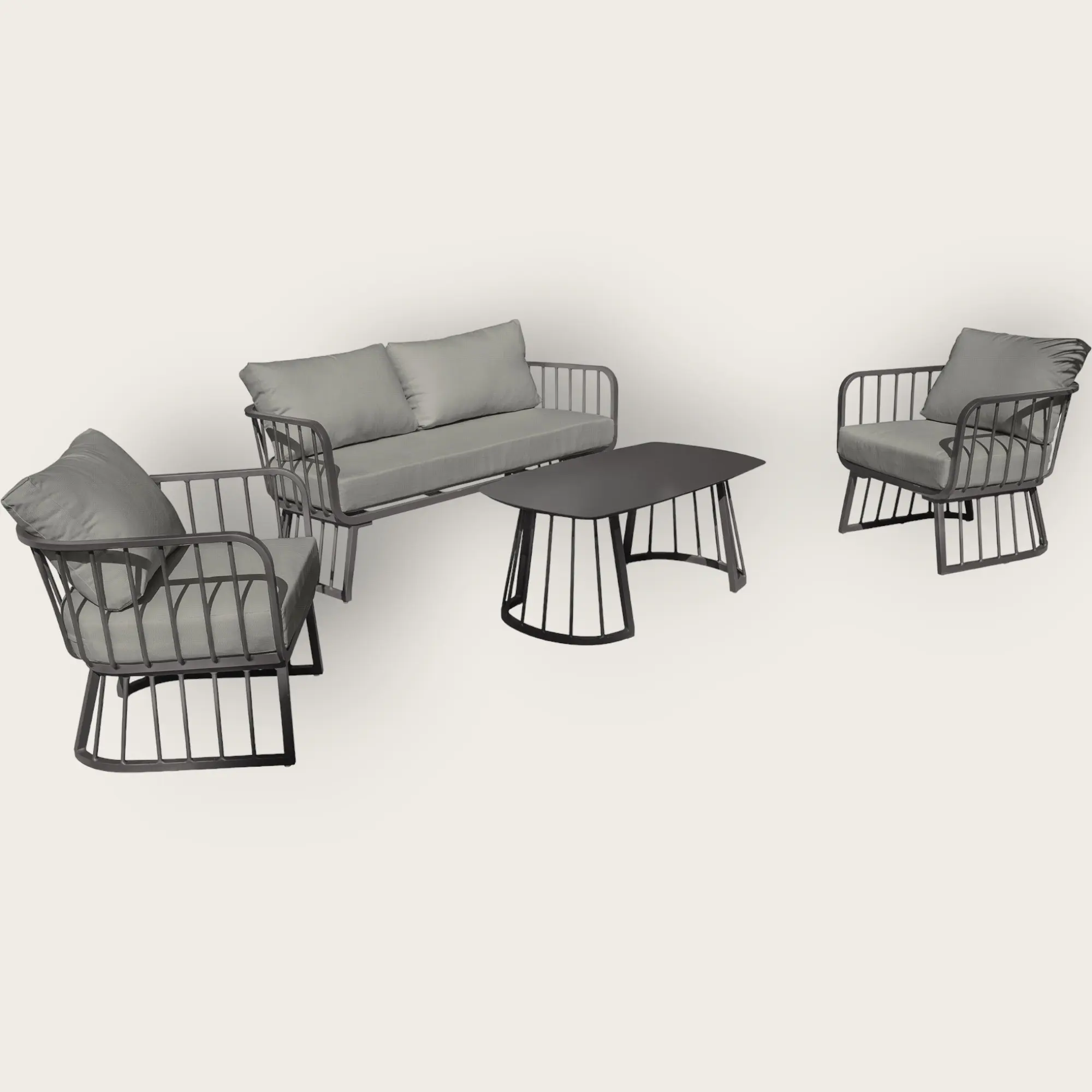 Salon bas de jardin APOLLINE 4 places en aluminium - GRIS ANTHRACITE