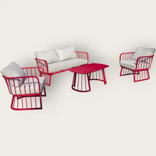 Salon bas de jardin APOLLINE 4 places en aluminium - FRAMBOISE