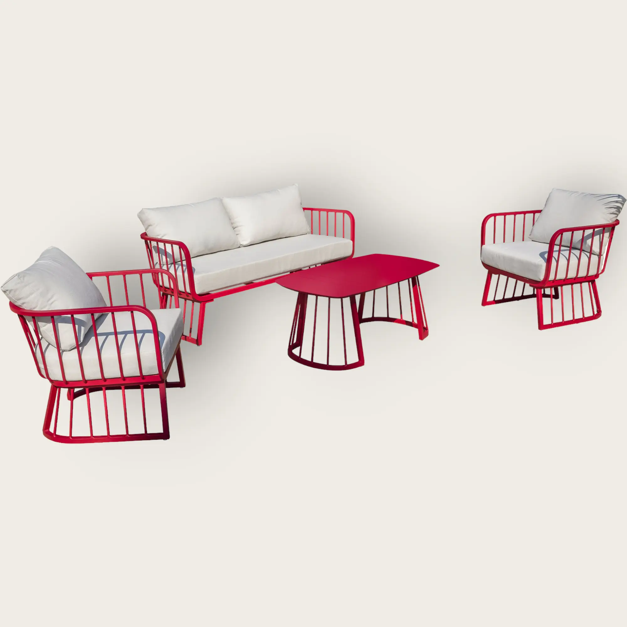 Salon bas de jardin APOLLINE 4 places en aluminium - FRAMBOISE