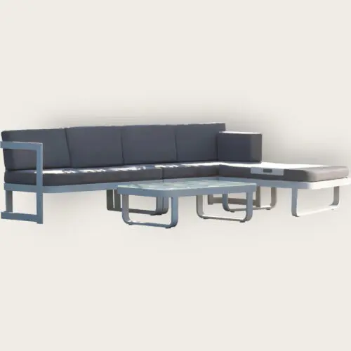 Salon bas de jardin BARCELONA 6 places en aluminium - BLANC