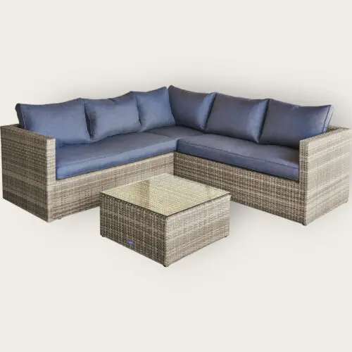 Salon de jardin d'angle BAVARO 5 places en résine tressée - MIEL