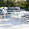 Salon de jardin d'angle BEAUBOURG 6 places en aluminium - BLANC – Image 2