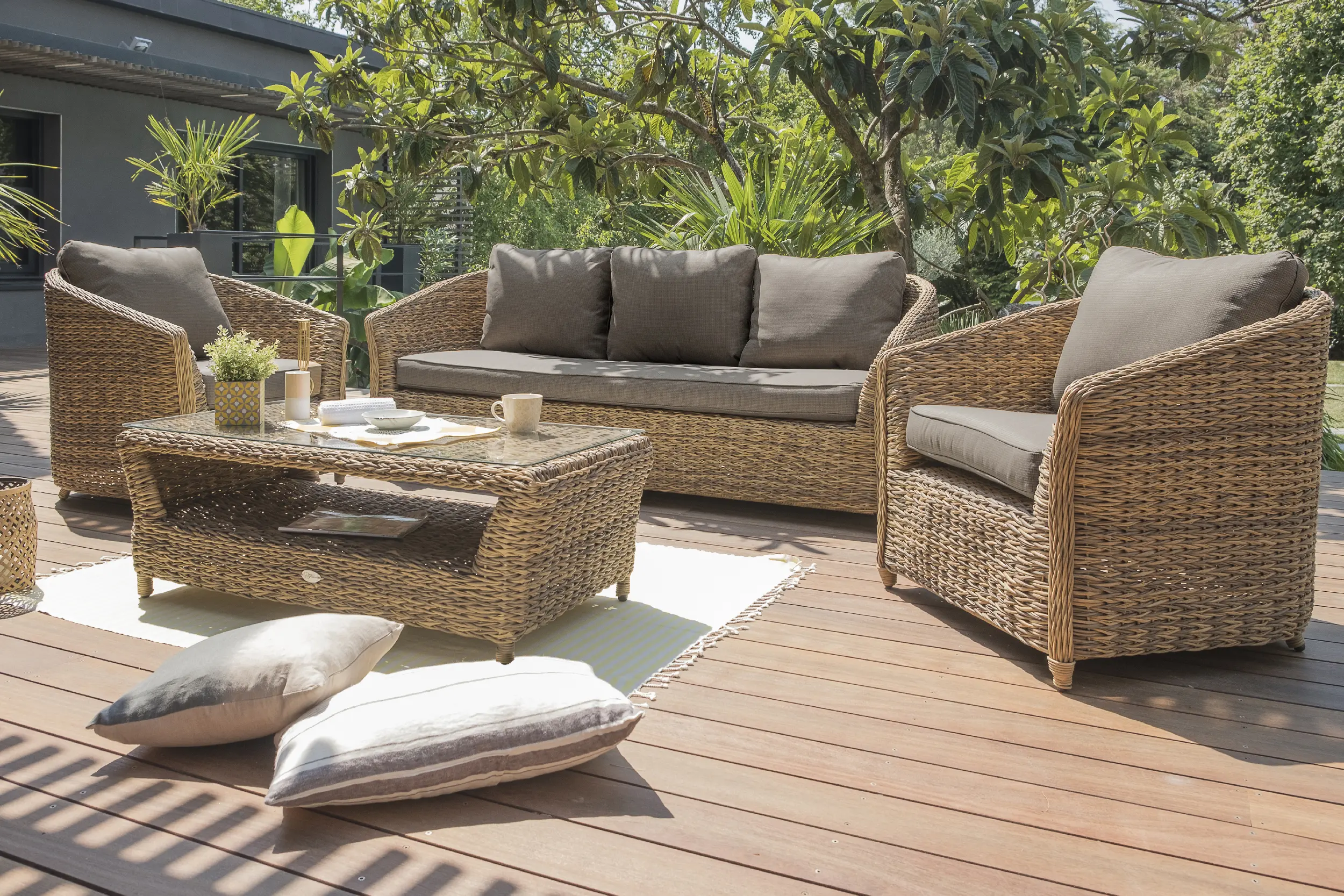 Salon bas de jardin résine tressée marron HAVANA 5 places Salon bas de jardin résine tressée marron HAVANA 5 places – Image 3