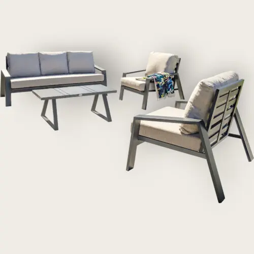 Salon bas de jardin IBIZA 5 places en aluminium - GRIS ANTHRACITE