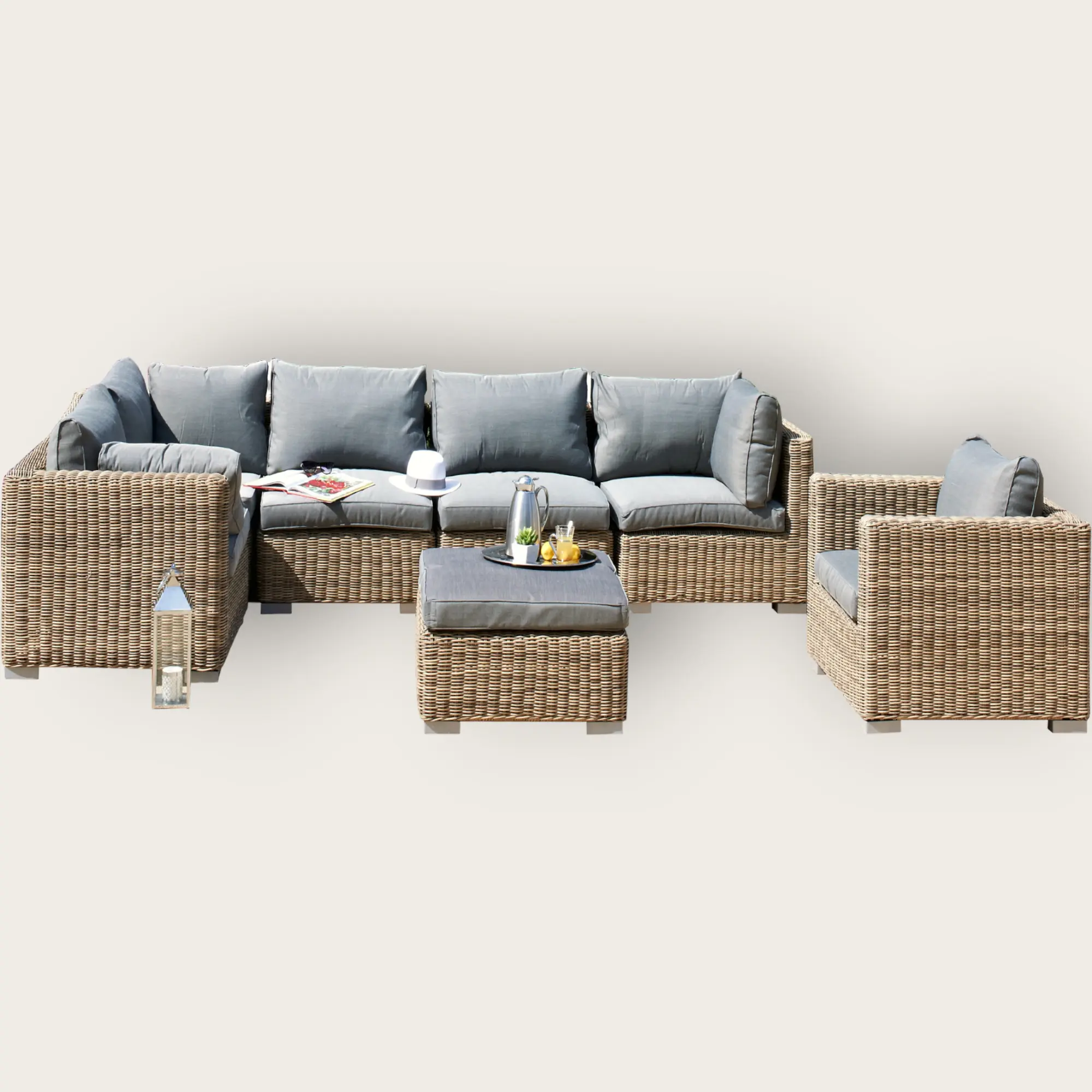 Salon de jardin modulable MONTMARTRE 6 places en résine tressée - MIEL