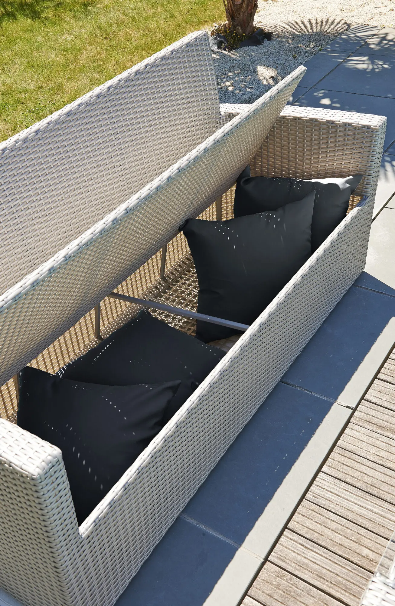 Salon bas de jardin résine tressée gris CONFORT PORTOVECCHIO 5 places Salon bas de jardin résine tressée gris CONFORT PORTOVECCHIO 5 places – Image 4