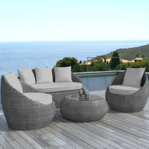 Salon de jardin résine tressée grise