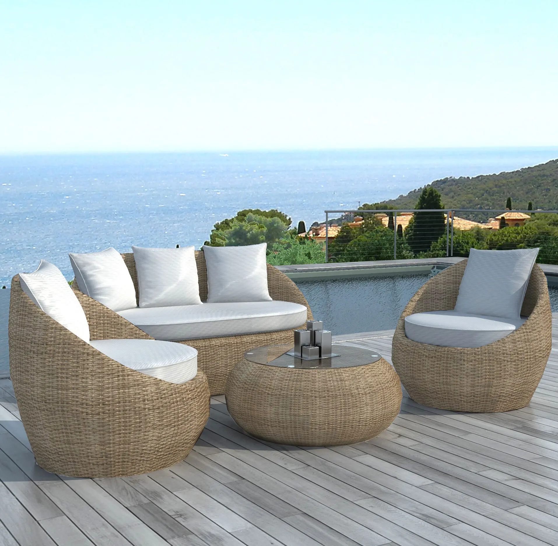 Salon de jardin rotin naturel et blanc salon de jardin rotin blanc