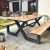 Table de jardin avec bancs VANCOUVER (210x174 cm) en aluminium et HPL effet bois - GRIS ANTHRACITE – Image 2