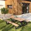 Table de jardin avec bancs VANCOUVER (210x174 cm) en aluminium et HPL effet bois - GRIS ANTHRACITE – Image 5