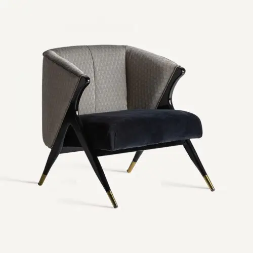 fauteuil Trun Vical velours noir fauteuil style art déco