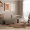 Canapé d’angle convertible réversible taupe avec coffre en velours côtelé CARLA – Image 4