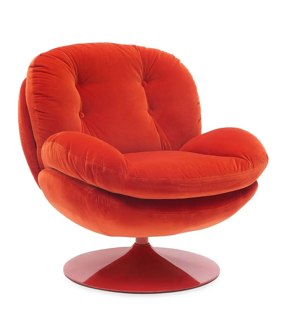 Fauteuil Memento Pivotant Orange Brûlé Athezza Pied Noir Fauteuil Memento POP Rouge velours