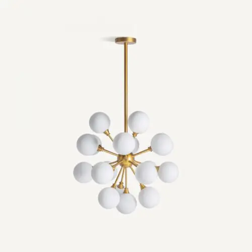 Lustre boule blanc doré cristal laiton Vical Home
