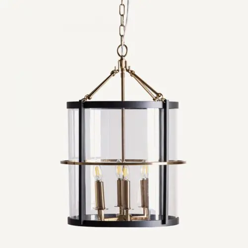 Lampe suspendue noir et doré cristal laiton Vical Home