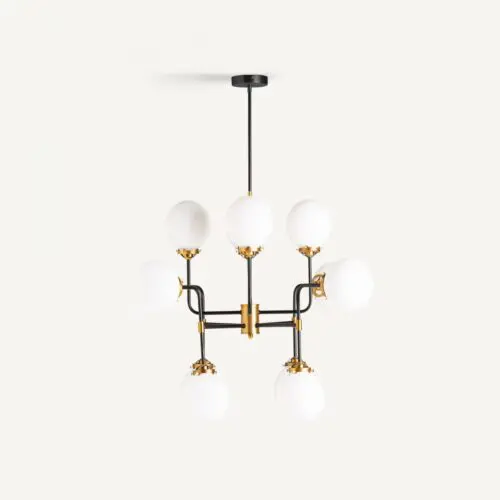 Lustre boule blanc cristal et laiton Vical Home