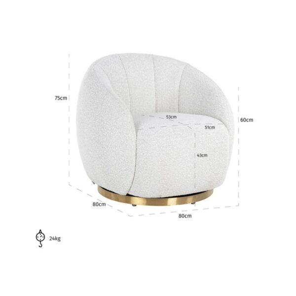 Fauteuil Jago blanc bouclé Richmond Interiors - fauteuil pivotant 4