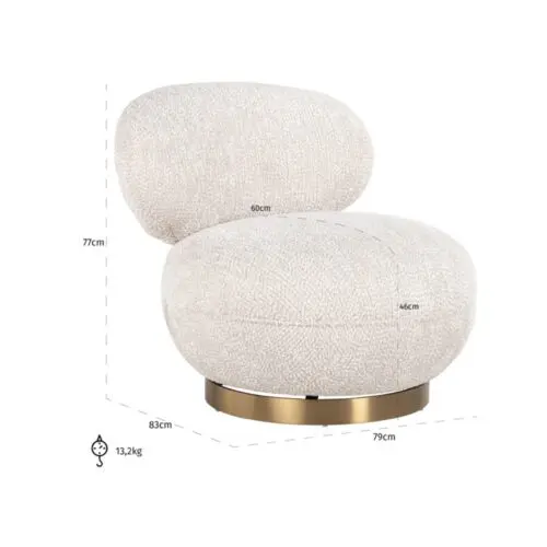 Fauteuil pivotant Jace Lovely cream Richmond Interiors 4