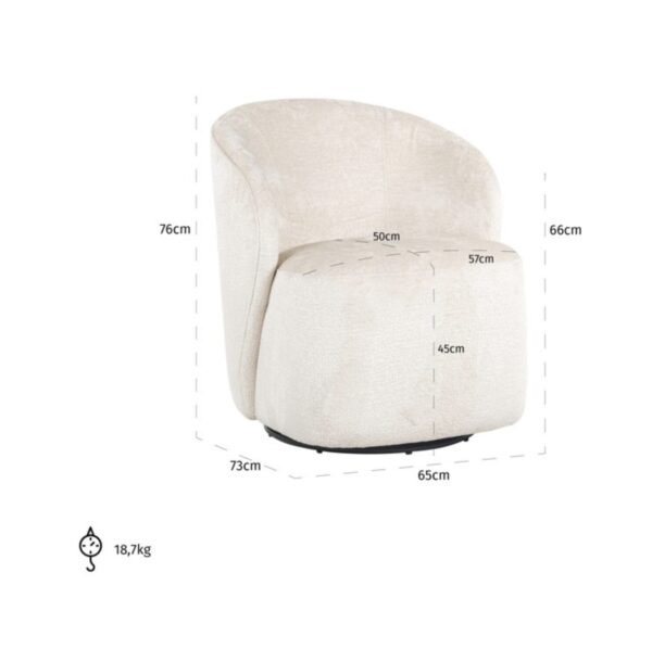 Fauteuil pivotant Sofia blanc chenille Richmond Interiors 4