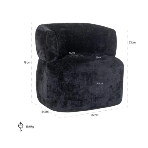 Fauteuil Donna noir chenille Richmond Interiors 5