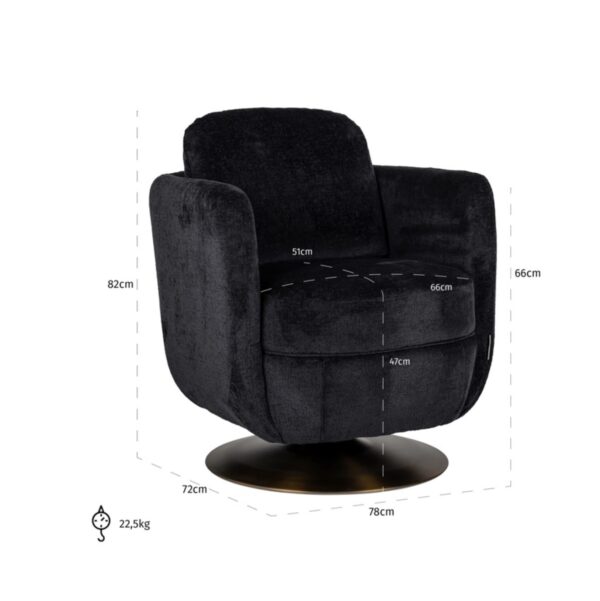 Fauteuil pivotant Turner Richmond Interiors noir chenille 4