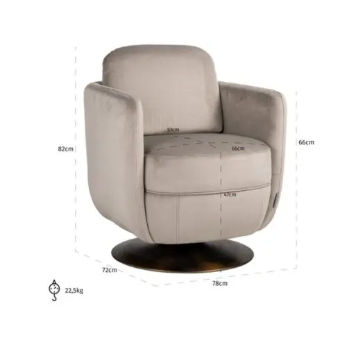 Fauteuil pivotant Turner kaki Richmond Interiors velours 3
