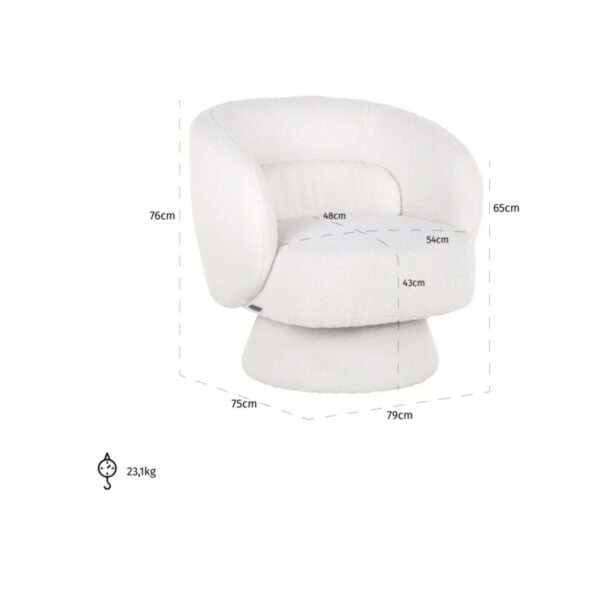 Fauteuil pivotant Senna blanc bouclé Richmond interiors 3