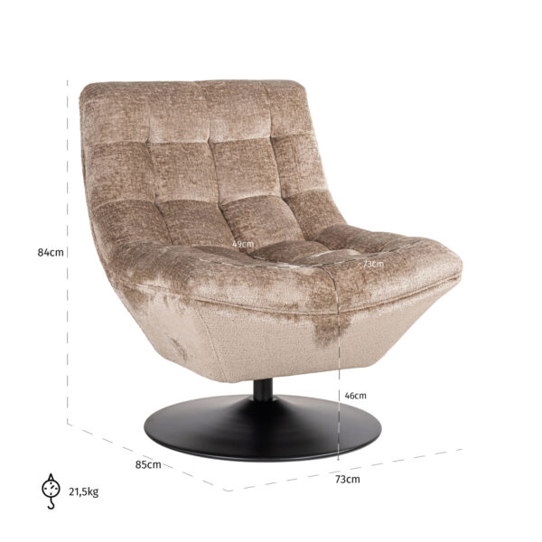 Fauteuil pivotant Sydney taupe chenille Richmond interiors 5