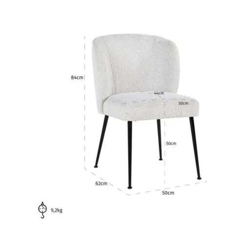 Chaise Fallon blanc bouclé Richmond Interiors 4